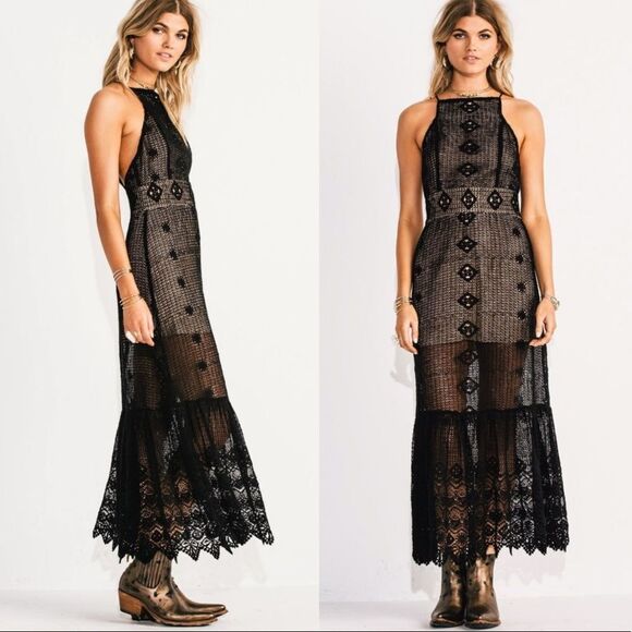Jen’s Pirate Booty MATRIMONY MAXI DRESS Black crochet lace - Picture 2 of 7